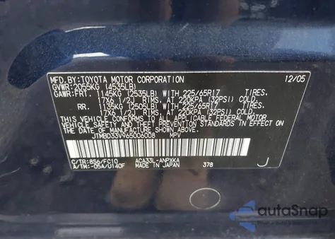 2006 Toyota Rav4 из США, поврежденный, VIN JTMBD33V965006008